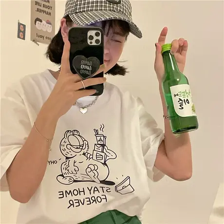 原创卡通可爱2023新款夏装宽松百搭圆领纯棉短袖T恤女上衣港风ins图片