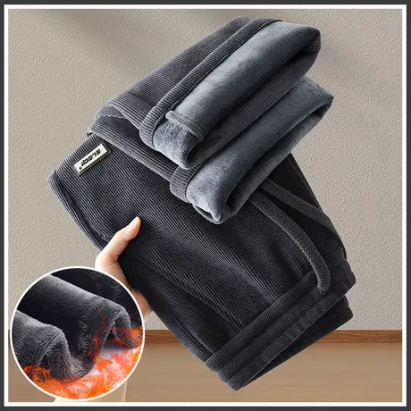 男士秋冬款保暖加厚抗寒阔腿休闲裤子冬季2023年新款加绒加棉卫裤商品大图