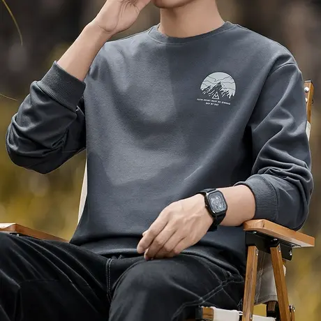 潮牌秋季男装百搭男士卫衣休闲宽松舒适春秋款男士休闲男款卫衣商品大图