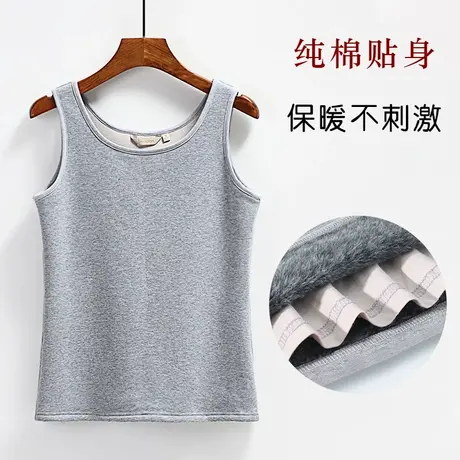 贴身不刺激全棉内穿保暖背心女双层加绒打底内衣冬季商品大图