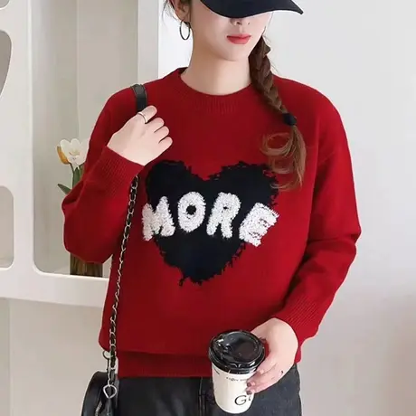 本命年红色加厚毛衣女款2023冬季爆款洋气时尚秋冬内搭针织打底衫图片