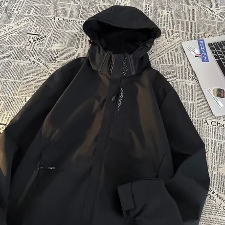 冲锋衣男潮流户外登山服休闲开衫外套秋冬季宽松潮牌连帽夹克上衣商品大图