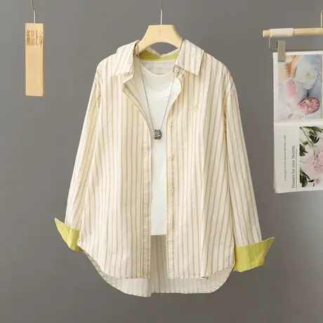 休闲条纹衬衫女春季2024新款法式衬衣设计感小众独特别致长袖上衣图片