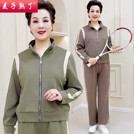 中年妈妈春秋套装时尚洋气卫衣运动服新款中老年女冬季休闲两件套图片