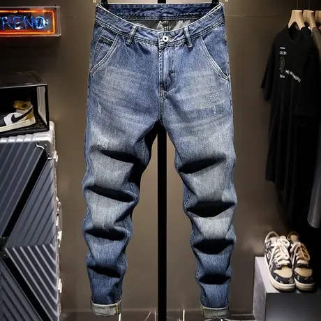 夏季薄款日系复古做旧牛仔裤男直筒宽松男士休闲长裤子百搭男裤商品大图