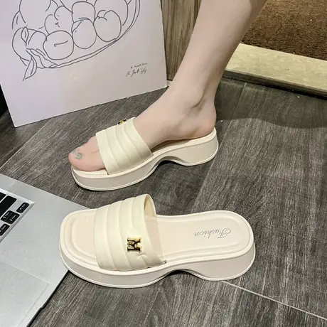 拖鞋女夏外穿2024新款室内家居浴室洗澡防滑厚底踩屎感女士凉拖鞋商品大图