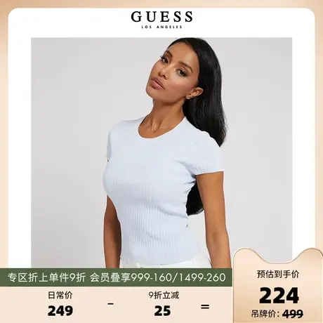 GUESS 女士显瘦舒适极简针织短袖T恤-W2GR46Z2UK0商品大图