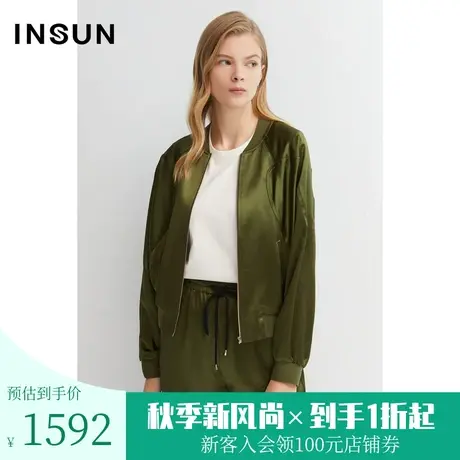 恩裳商场同款春女装时尚醋酸光泽感宽松休闲短款夹克外套商品大图