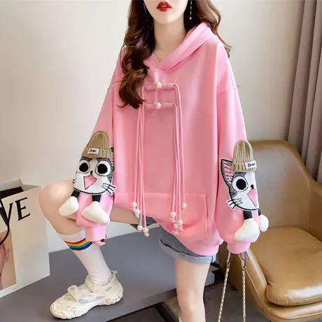 卫衣女秋冬季韩版宽松大码设计感小众加绒加厚可爱小个子百搭外套图片