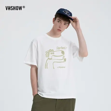 VIISHOW小狗印花短袖T恤男士夏季潮牌宽松休闲重磅纯棉情侣装半袖商品大图