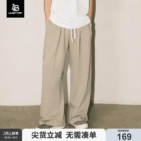 Lilbetter360g重磅oversize阔腿裤男垂感拖地裤复古宽松休闲长裤图片
