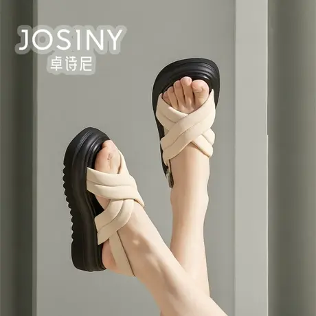 卓诗尼女鞋2024夏款新款厚底凉鞋女外穿一脚蹬商场同款4J1A42422图片