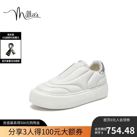 millie's/妙丽23秋新款云朵小白鞋简约时尚百搭女休闲鞋JH235CM3图片