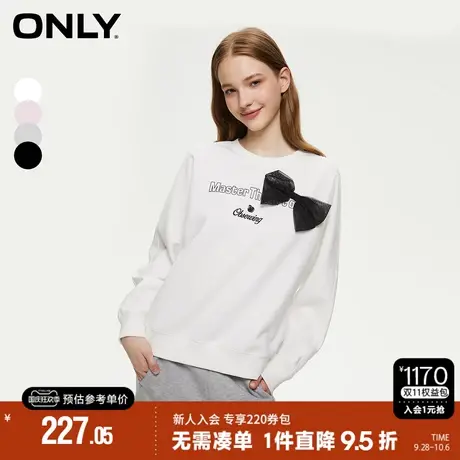 ONLY2023秋季新款潮流休闲甜美蝴蝶结宽松圆领卫衣女|12339S007商品大图
