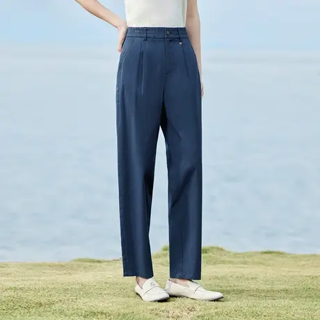 茵曼休闲通勤九分裤2023夏季女装新款中高腰宽松梨形身材萝卜裤商品大图