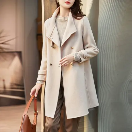 时尚气质双面呢大衣2022年冬新款高端淑女温柔宽松显瘦中长款外套商品大图