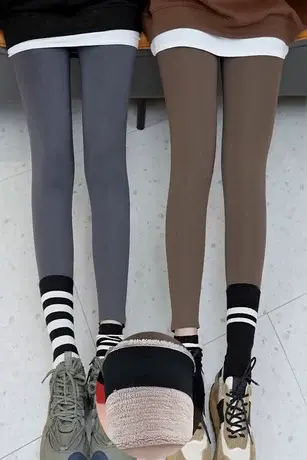 灰色沙鲨鱼裤打底裤女外穿春秋冬季八九分高腰提臀加绒芭比瑜伽裤图片