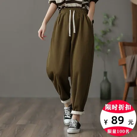 dza 高腰显瘦百搭哈伦裤子女士秋冬外穿运动裤宽松阔腿裤休闲卫裤图片