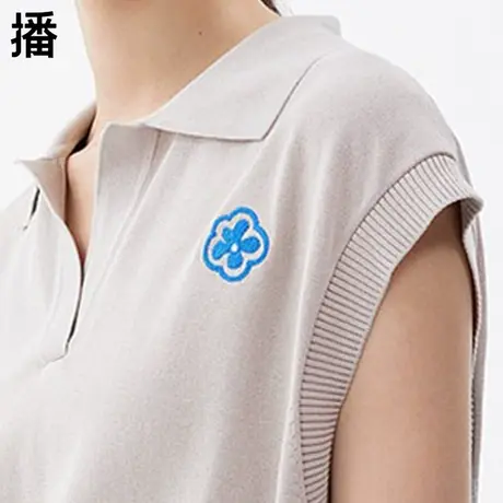 播无袖针织衫2023年新款马甲无袖上衣休闲POLO衫女马夹DDP3SD4665商品大图