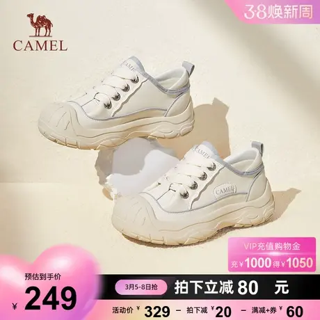 骆驼女鞋2024春季新款百搭学生厚底休闲鞋女时尚帆布鞋小白鞋女商品大图