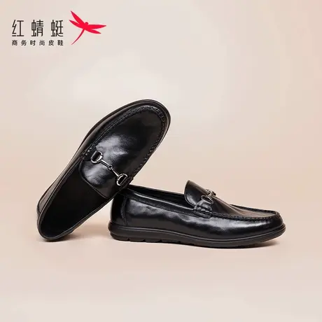 红蜻蜓男鞋新款鞋子男士软皮软底开车一脚蹬懒人豆豆鞋男皮鞋真皮商品大图