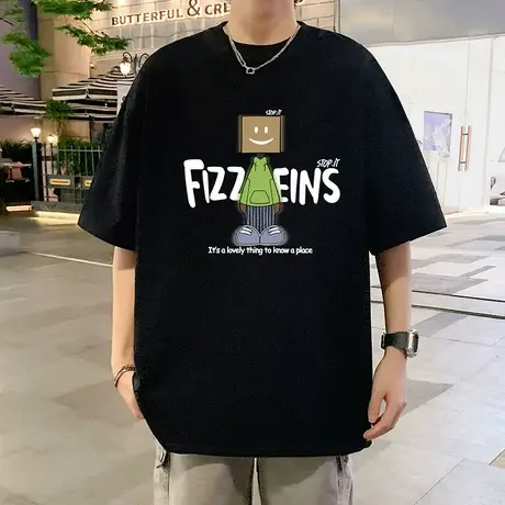 短袖t恤男夏季新款大码宽松男生半袖重磅纯棉运动休闲圆领上衣服商品大图