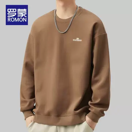 罗蒙卫衣男潮牌圆领青少年长袖t恤打底衫男装上衣服秋季2025新款图片
