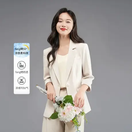 娅丽达通勤气质夏季西装外套女2025新款上衣淡人穿搭短款修身西服商品大图