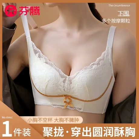 芬腾女调整型内衣小胸聚拢全罩杯收副乳防下垂大胸显小蕾丝文胸夏商品大图
