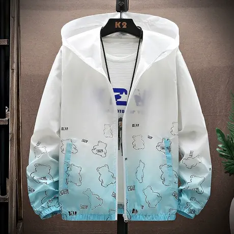 防晒衣男款夏季冰丝透气连帽印花夹克男外套青少年潮流钓鱼防晒服商品大图