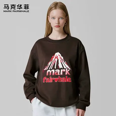 马克华菲 deer 火山潮牌印花圆领卫衣男女款新款秋季宽松休闲上衣图片