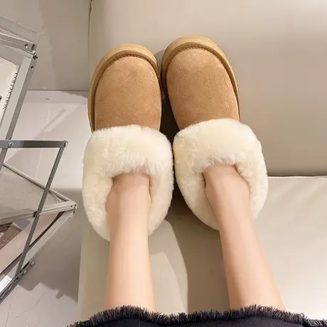 皮毛一体雪地靴女2025新款一脚蹬厚底加绒加厚冬季东北雪地棉鞋子商品大图