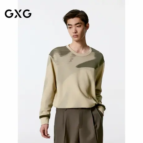 GXG男装 卡其色满身渐变时尚圆领卫衣男士24年秋季品G24X313002图片