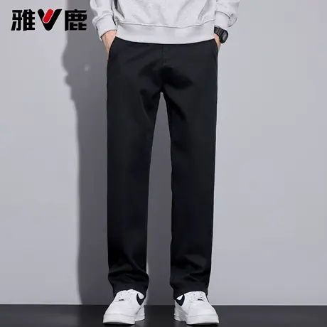 雅鹿休闲裤男 2025秋冬季新款加绒加厚纯色百搭高级感直筒长裤图片