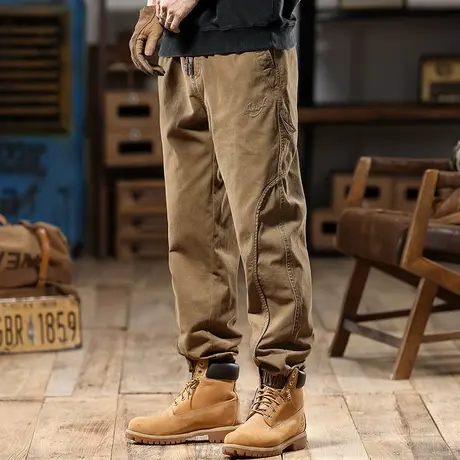 舒适休闲裤水洗蜡染工艺复古风阿美咔叽风格时尚百搭潮流工装裤图片