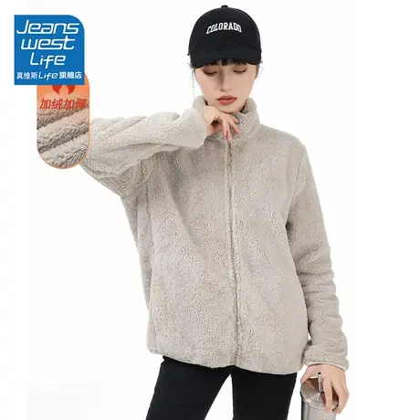 真维斯LIFE冬季新款外套女加绒加厚慵懒风百搭宽松oversize上衣W图片