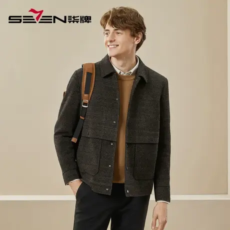 【雪尼尔】柒牌男士夹克2023秋冬厚款时尚潮流百搭翻领茄克衫外套商品大图