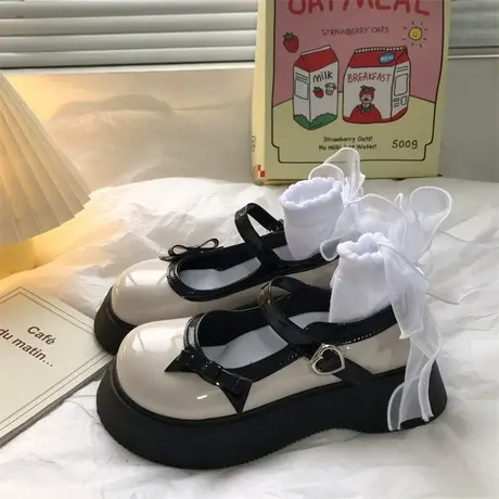 小皮鞋女夏款2024小众设计玛丽珍鞋大头鞋厚底可爱日系jk制服单鞋图片