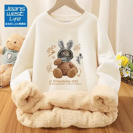 真维斯LIFE加绒卫衣女2023新款爆款秋冬慵懒小个子无帽上衣外套C商品大图