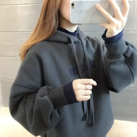 卫衣2024年新款女装韩版春秋季春装春款宽松女士加绒外套爆款上衣商品大图