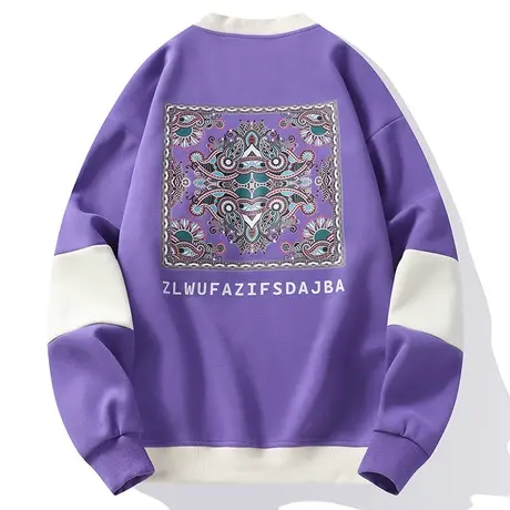 青少年学生圆领卫衣男士韩版潮流百搭休闲运动秋冬季拼色长袖T恤商品大图