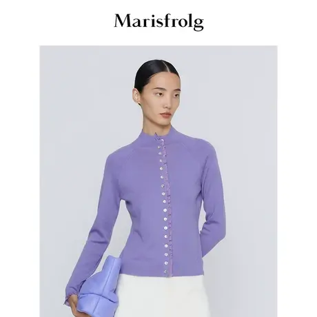 【商场同款】玛丝菲尔女装21年秋冬新紫色小高领设计经典款毛衣商品大图