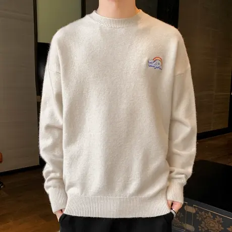 毛衣男士圆领2023冬装新款韩版帅气潮流针织衫毛线衣男保暖打底衫商品大图