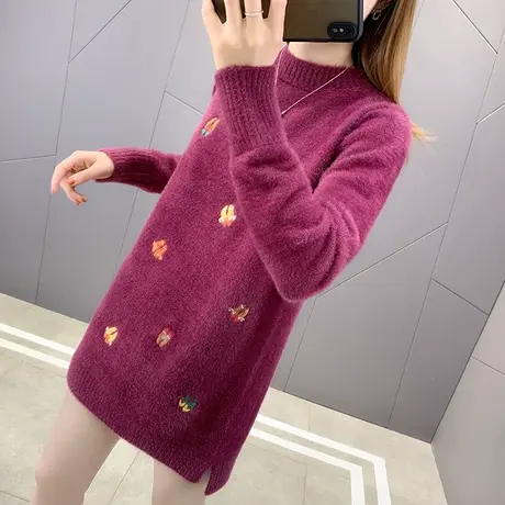 水貂绒毛衣2023年新款女冬加厚宽松外穿韩版中长款打底衫秋冬内搭图片