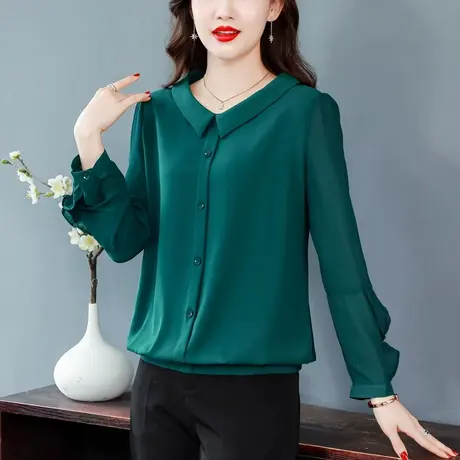 新款小衫2023新品早春款妈妈上衣雪纺衫女漂亮时尚大码减龄好看的商品大图