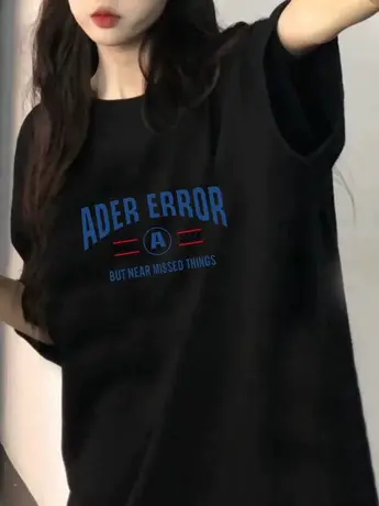 美式短袖女印花正肩T恤夏季新款仿棉ins宽松潮牌体恤衫设计感上衣图片