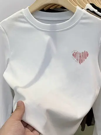 初秋白色仿棉长袖t恤女2023新款冬季加绒洋气内搭打底衫德绒上衣商品大图