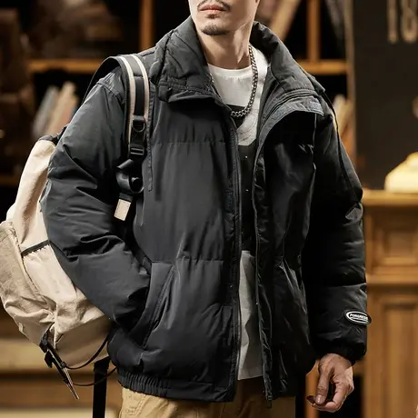 秋冬百搭男装外套男潮流舒适美式棉服外套男士宽松保暖休闲外套图片