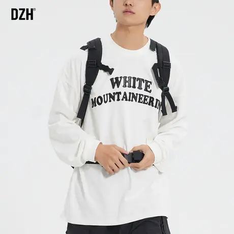 男士白色卫衣男春秋款宽松潮牌纯棉上衣2023新款简约百搭长袖外套商品大图