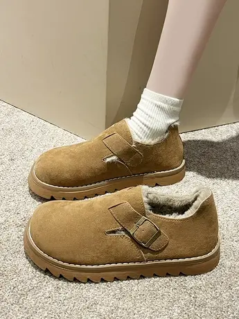 雪地靴女外穿勃肯鞋2023年新款秋冬外出皮毛一体加绒保暖厚底棉鞋图片